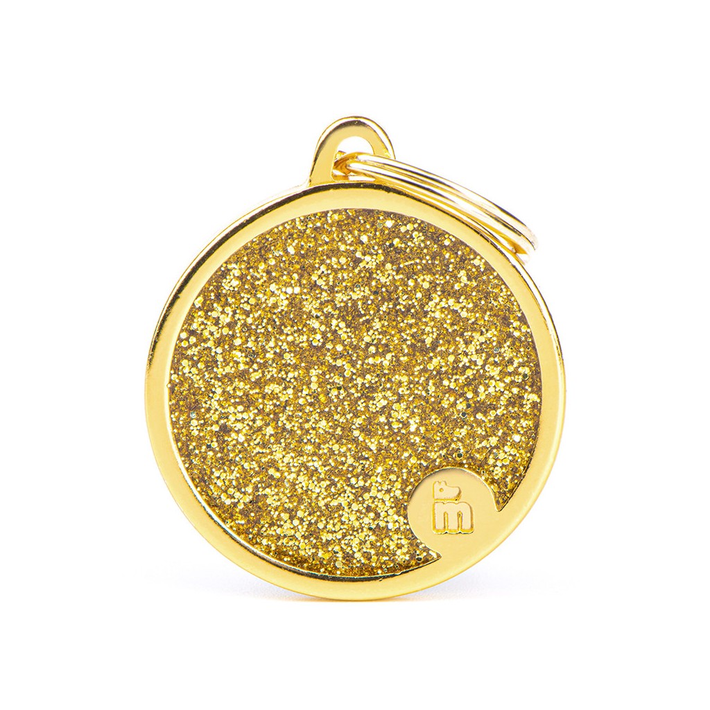 Hondenpenning Shine Big Gold Glitter Circle Graveren Doen We Gratis