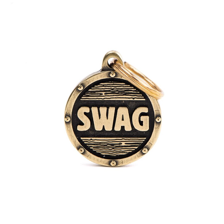 hondenpenning medium circle swag futuristic English brass