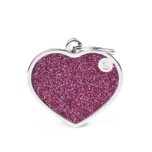 hondenpenning shine big pink glitter heart