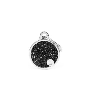 hondenpenning shine small black glitter circle