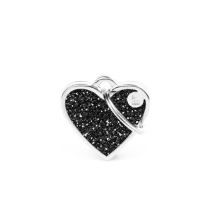 hondenpenning shine small black glitter heart