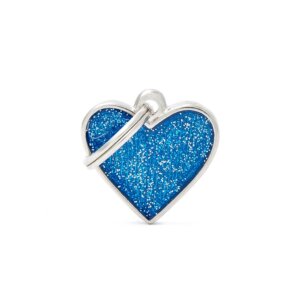 hondenpenning shine small blue glitter heart