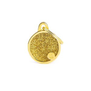 hondenpenning shine small gold glitter circle