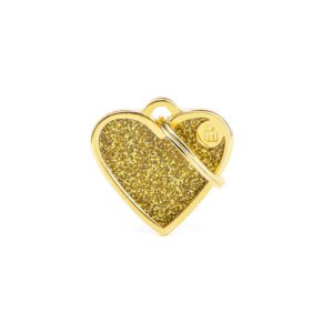 hondenpenning shine small gold-glitter heart