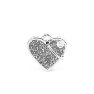 hondenpenning shine small grey glitter heart