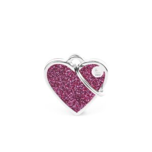 hondenpenning shine small pink glitter heart